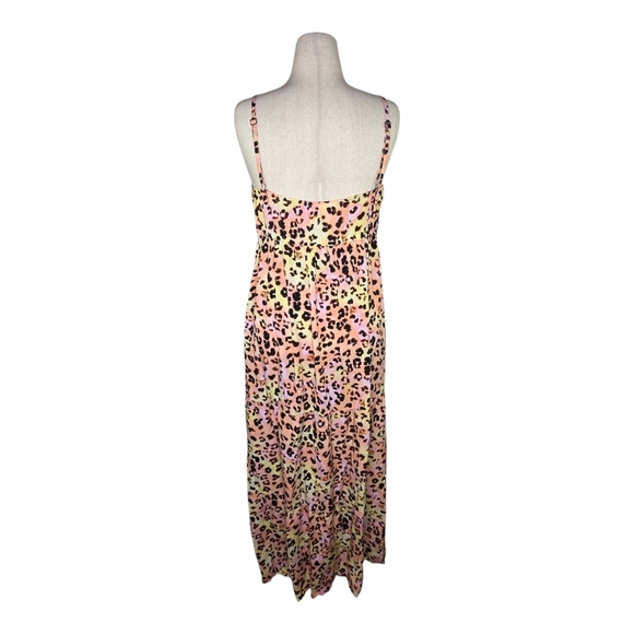 Bar III XL Pastel Leopard Print Maxi Dress Spaghetti Strap Boho Resort Wear - Picture 4 of 6